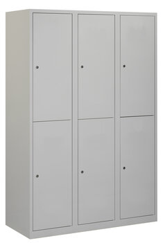 Lockerkast. 180 x 120 x 50 cm (HxBxD). 3 kolommen met 2 deurtjes per kolom en gladde deuren Lockerkast. 180 x 120 x 50 cm (HxBxD). 3 kolommen met 2 deurtjes per kolom en gladde deuren